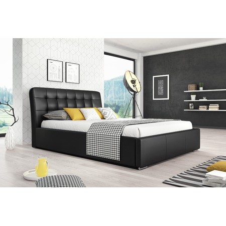 MALAGA kárpitozott ágy (fekete) 180x200 cm TT-FURNITURE
