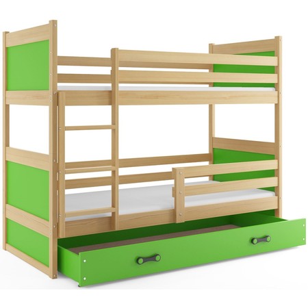 Gyerek emeletes ágy RICO 200x90 cm Fenyő Zöld BMS