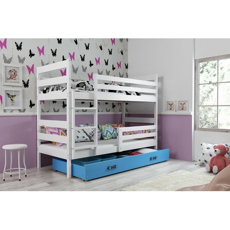 Gyerek emeletes ágy ERYK 200x90 cm Kék Fehér BMS