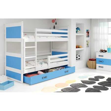 Gyerek emeletes ágy RICO 200x90 cm Fehér Kék BMS
