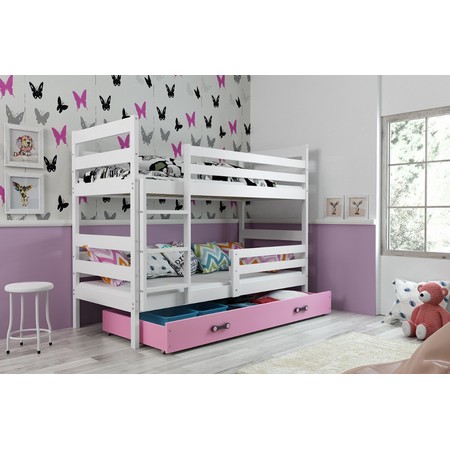 Gyerek emeletes ágy ERYK 200x90 cm Rózsaszín Fehér BMS