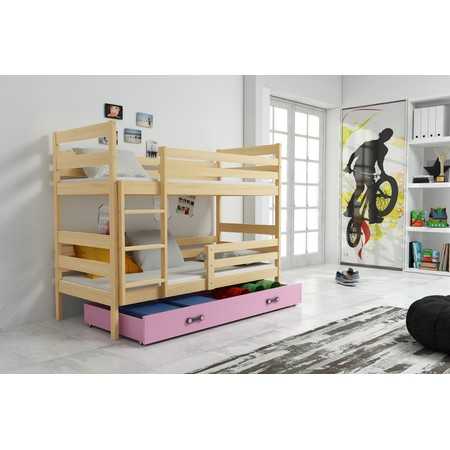 Gyerek emeletes ágy ERYK 160x80 cm Rózsaszín Fenyő BMS