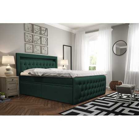 CESAR Kárpitozott ágy 160x200 cm Zöld KOLA