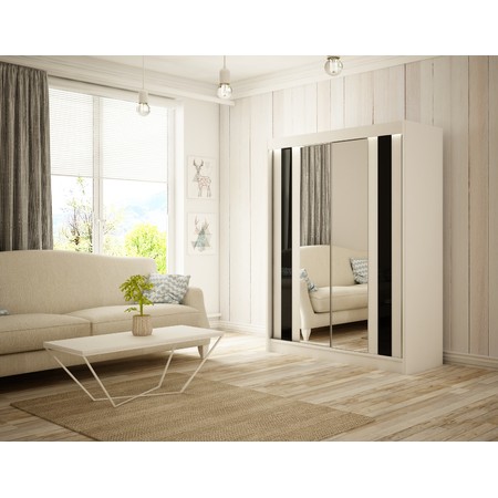 Como Gardróbszekrény - 150 cm Fekete Fehér/matt Furniture