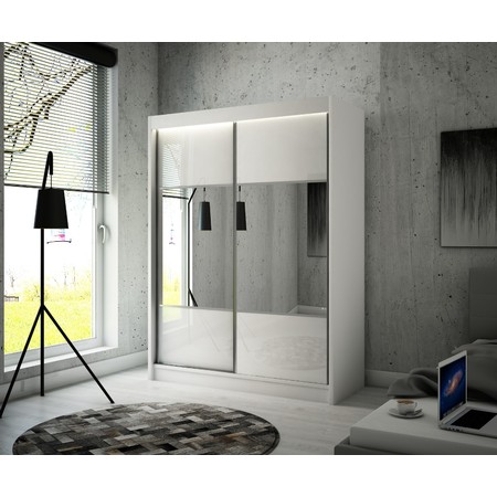 Kvalitní Šatní Skříň Rico 250 cm Bílá Černý mat Furniture
