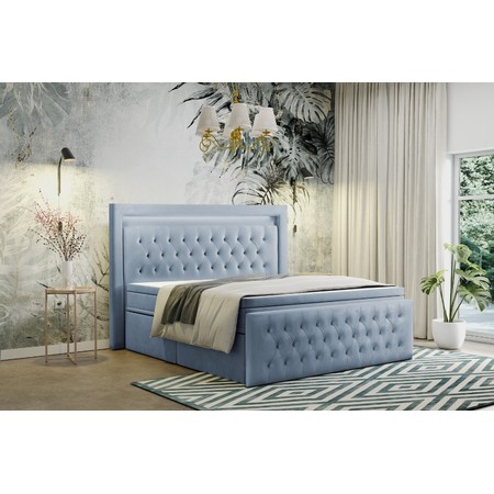Čalouněná postel CESAR 200x200 cm Světle modrá KOLA