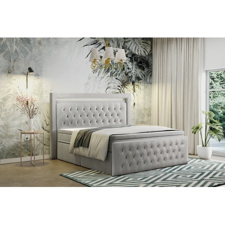 Čalouněná postel CESAR 200x200 cm Světle šedá KOLA