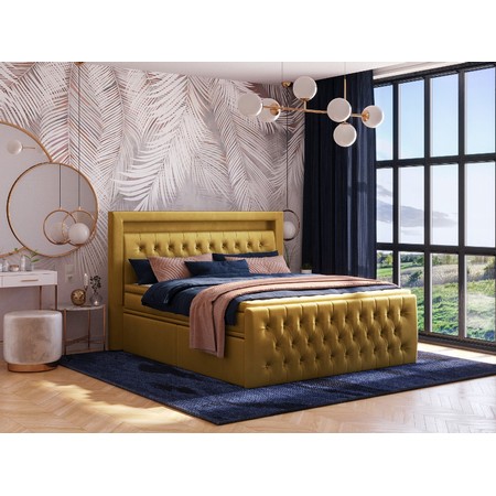 Čalouněná postel CESAR 200x200 cm Žlutá KOLA