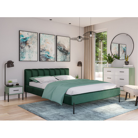 Kárpitozott ágy MILAN mérete 160x200 cm Zöld TT-FURNITURE