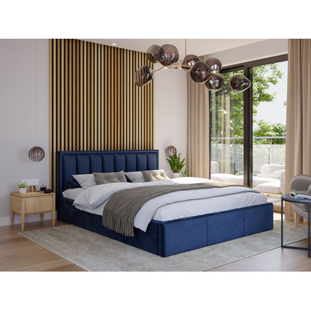 Kárpitozott ágy MOON mérete 120x200 cm Sötét kék TT-FURNITURE