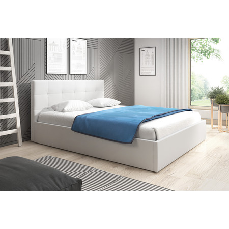 Čalouněná postel LAURA rozměr 160x200 cm Bílá eko-kůže TT-FURNITURE