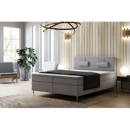 Čalouněná postel Brooklyn bez úložného prostoru 180x200 cm Světle šedá KOLA