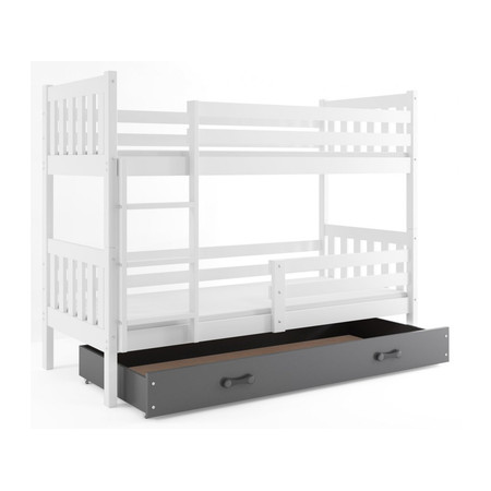 Gyermek emeletes ágy CARINO tárolóhellyel 80x190 cm - fehér Szürke BMS