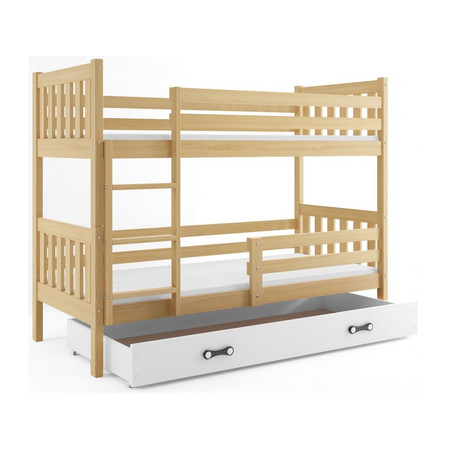 Gyermek emeletes ágy CARINO tárolóhellyel 80x190 cm - fenyő Fehér BMS