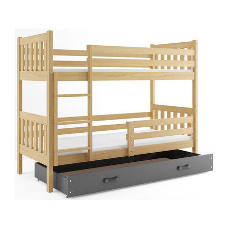 Gyermek emeletes ágy CARINO tárolóhellyel 80x190 cm - fenyő Szürke BMS