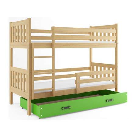 Gyermek emeletes ágy CARINO tárolóhellyel 80x160 cm - fenyő Zöld BMS