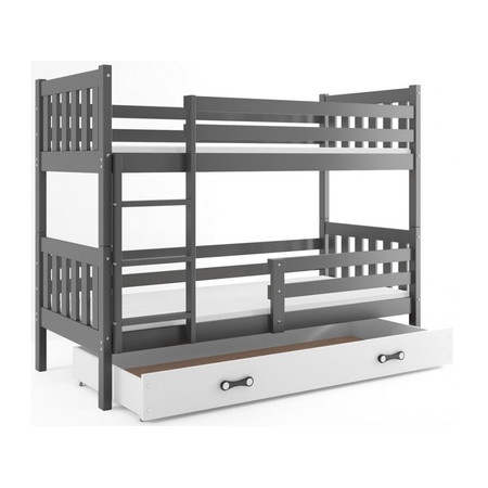 Gyermek emeletes ágy CARINO tárolóhellyel 80x190 cm - grafit Fehér BMS