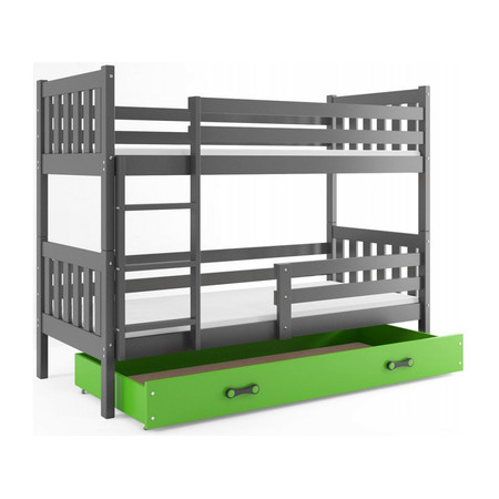 Gyermek emeletes ágy CARINO tárolóhellyel 80x190 cm - grafit Zöld BMS